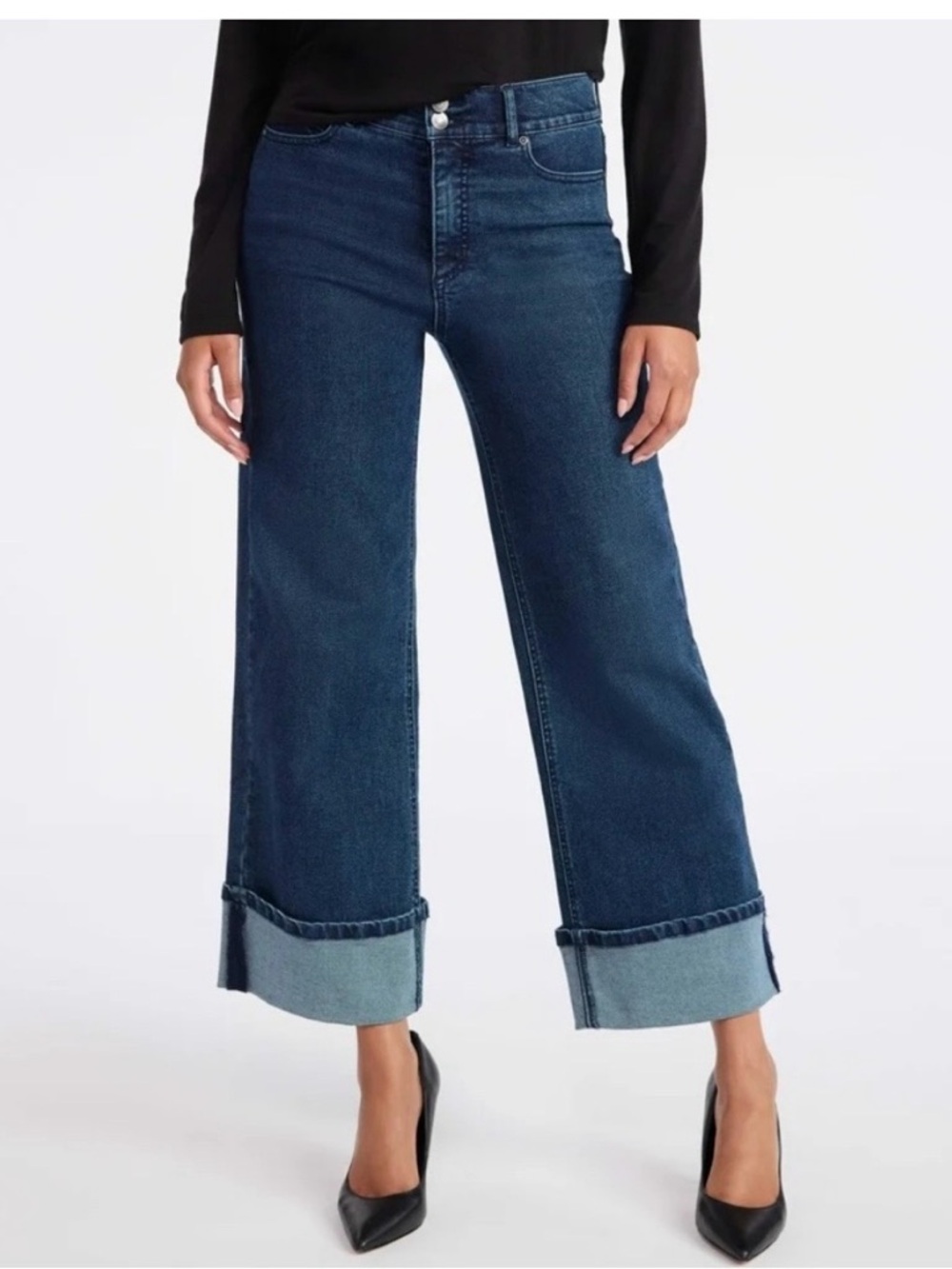 sofia by sofia vergara Dark Blue Wide-Leg Cuffed Margot Jeans